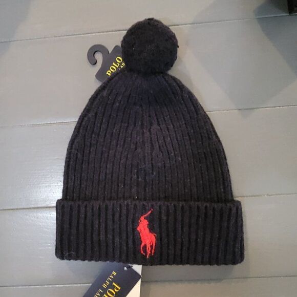 Polo Ralph Lauren Other - Polo Ralph Lauren Men`s Blue Wool/Nylon Big Pony Signature Merino Cuffed Beanie